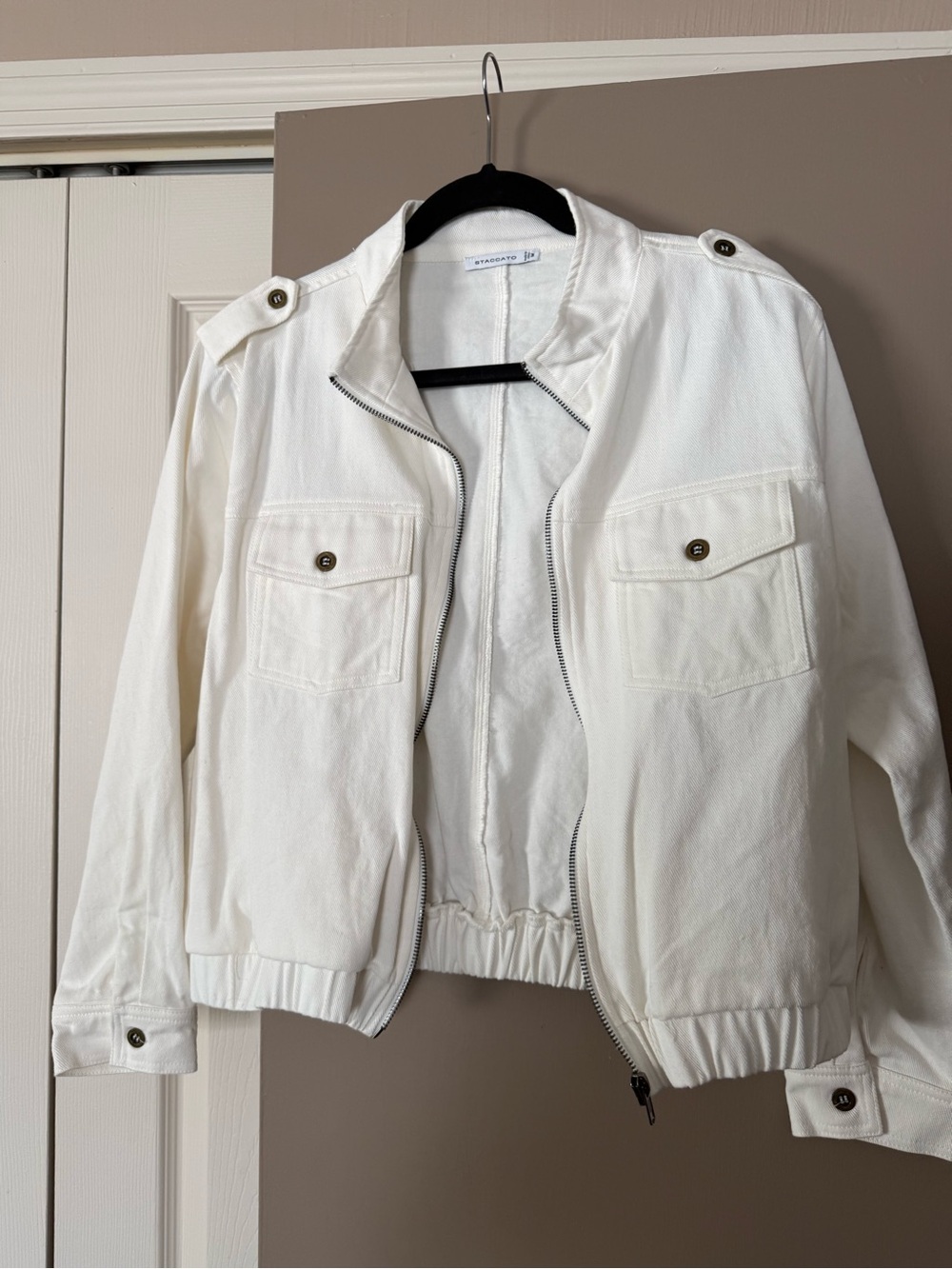 Staccato White Utility Jacket with Button Flap Pockets